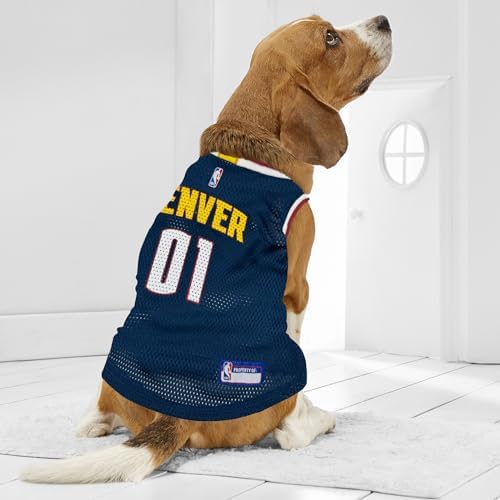 Pets First NBA Denver Nuggets Dog Jersey, Medium- Tank Top Basketball Pet Jersey