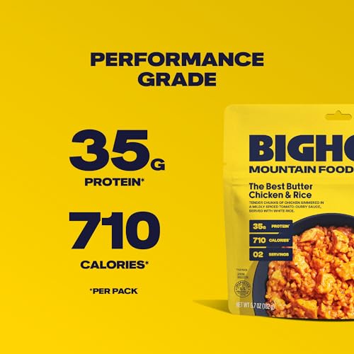 BIGHORN Mountain Food The Best Butter Chicken and Rice - premium freeze dried meals for backpacking food - dehydrated camping food for backpacking meals - ideal camping meals just add water - great taste - 2 servings