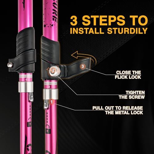 Covacure Hiking Poles Collapsible Trekking Poles - Aluminum Alloy 7075 Walking Sticks for Hiking with Telescopic & Foldable Tri-fold Design Hiking Gear for Women Men, Hiking, Camping, Climbing