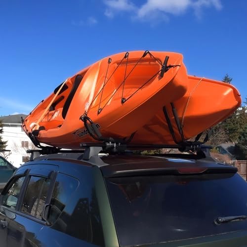 Kayak Roof Rack for 2 Kayaks Carrier, Kayak J Bar Hooks Roof Mount Racks for Universal Cars, SUV, Truck, Set of 4