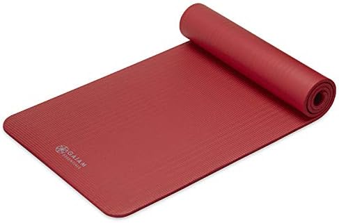 Gaiam Essentials Thick Yoga Mat Fitness & Exercise Mat with Easy-Cinch Yoga Mat Carrier Strap, 72"L x 24"W x 2/5 Inch Thick