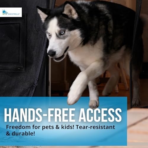 Fenestrelle Magnetic Screen Door for French & Sliding Door, Large Pet & Kids, Keep Bugs Out, Heavy Fiberglass Mesh, Self Closing Continuous Magnetic Seal (Fits Door Size 70"x80", Black Trim)