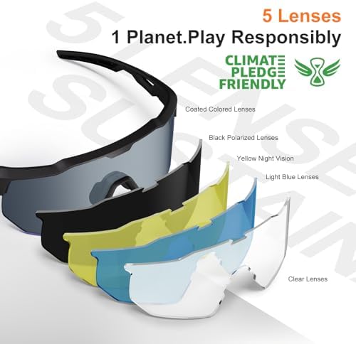 HAAYOT Polarized Sports Sunglasses for Men Women Youth Baseball Cycling Running Softball Biking Glasses 5 Lenses