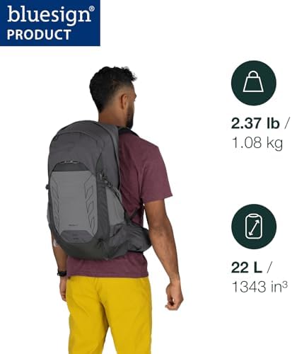 Osprey Talon 22L Men's Lightweight Hiking Backpack with Hipbelt, Phantom Grey/Dark Charcoal