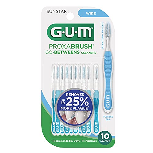 GUM Proxabrush Go-Betweens - Wide - Interdental Brushes - Soft Bristled Dental Picks for Plaque Removal Health - Safe for Braces & Dental Devices, 10ct (Pack of 6)
