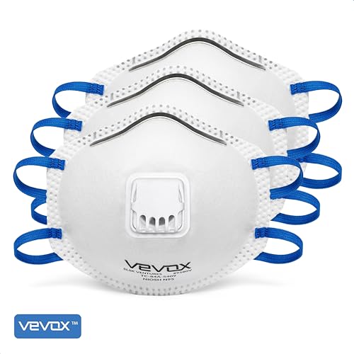 VEVOX™ N95 Masks for Adults – NIOSH Approved – 10 or 20 Pack – Valved Particulate Respirator with Comfort-Plus Seal – Dust Masks for Construction Work, Sanding, Woodworking, Mold, Drywall & Pollen