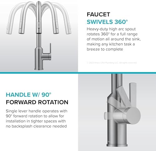 Kraus Oletto Kitchen Faucets Touchless Sensor Single Handle Pull-Down Sprayer in Brushed Brass, KSF-2830BB