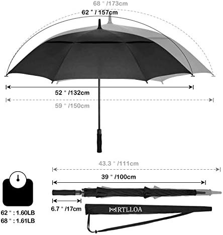 MRTLLOA 54/62/68/72 Inch Automatic Open Golf Umbrella, Extra Large Oversize Double Canopy Vented Windproof Waterproof Stick Umbrellas for Rain