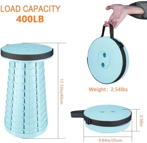 Boreeman Upgraded Folding Stool Lightweight Yet More Sturdy with Load Capacity 400lbs Portable Collapsible Stool for Camping Fishing Hiking BBQ (Ice Cream)