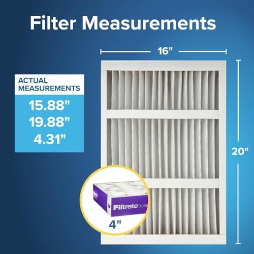 Filtrete 16x20x4 AC Furnace Air Filter, MPR 1550, MERV 12, Fits Lennox & Honeywell, CERTIFIED Asthma & Allergy Friendly, Electrostatic Air Cleaning Filter, 2-Pack (actual size 15.88 x 19.88 x 4.31)