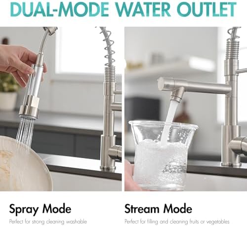 AIMADI Contemporary Kitchen Sink Faucet,Single Handle Stainless Steel Kitchen Faucets with Pull Down Sprayer,Brushed Nickel