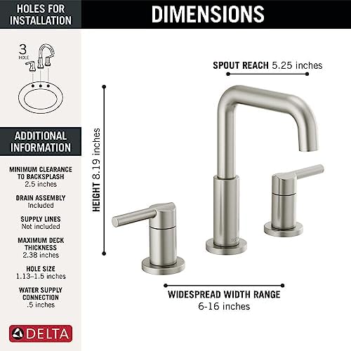 Delta 35849LF-SS Nicoli Bathroom Faucet, Lever Handle, Stainless