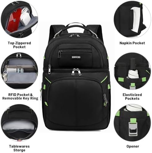 Insulated Cooler Backpack,Double Deck Leakproof Cooler Bag,Insulated Backpack Cooler Lunch Backpack for Men Women