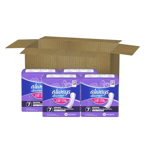 Always Discreet Adult Incontinence Pads for Women, Ultimate Extra Absorbency, Long Length, Postpartum Pads, 104 Count (Packaging May Vary)