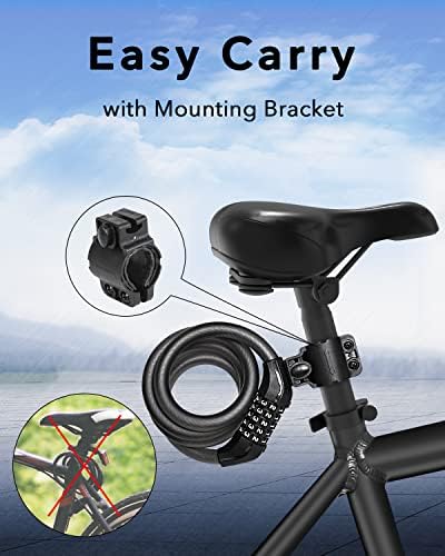 Bike Lock Cable with Combination,High Security 5-Digit Resettable Combination Bicycle Lock Anti-Theft, with Mounting Bracket for Bikes and Scooters
