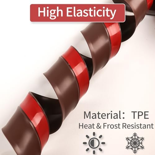 Garage Door Seal Top and Sides, 40 FT Universal TPE Weather Stripping Garage Door Trim Seal Weatherproofing Garage Door Seals with Nails and Lids in Brown