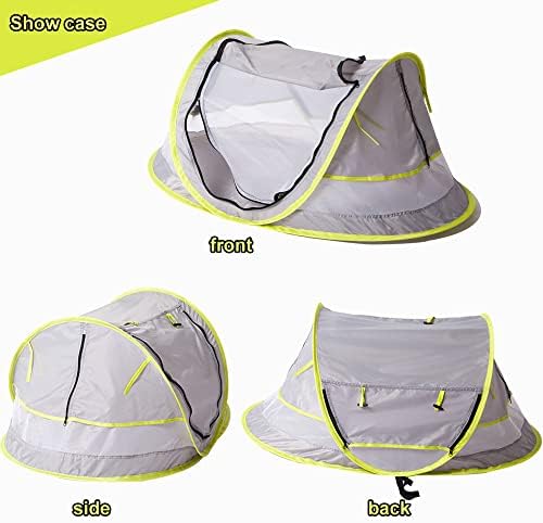Green Pipe Baby Pop Up Tent - UPF 50+ Sun Shade with Mosquito Net, Beach Umbrella for Girls & Boys