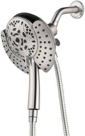 2.5GPM Shower Heads with Handheld Spray Combo: 7.2" Rainfall Shower Head & Hand Held Shower Head 2-IN-1 Shower Head with 60" Rotatable Stainless Steel Hose Nickel, Shower Trim Systems