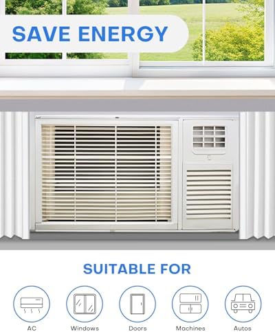 2Packs Air Conditioner Foam Tape with Adhesive, 1''X1''X 6.5 Ft Window Weather Stripping, High Resilience Ac Window Seal Kit Foam Insulation for Winter Summer (6.5ft X 2 Rolls, Grey)