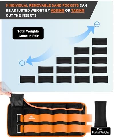 Fragraim Adjustable Ankle Weights 1-3/4/5/6/8/10/12/15/20 LBS Pair with Removable Weight for Jogging, Gymnastics, Aerobics, Physical Therapy