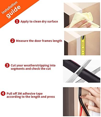 Black Rubber Weather Stripping Door Seal Strip, D Shape Door Rubber Weather Seal Strip, SelfAdhesive Door Weatherstripping Soundproofing Door Sealing Strip for Windows (50 feet, Black)