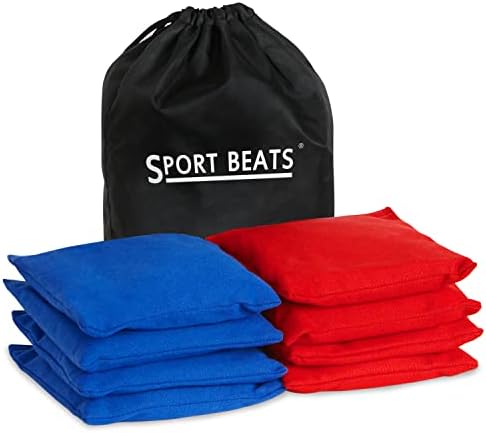 SPORT BEATS Cornhole Bags Set of 8 Regulation Weight & Size Corn Hole Bags Bean Bags for Cornhole Game Includes Carry Case