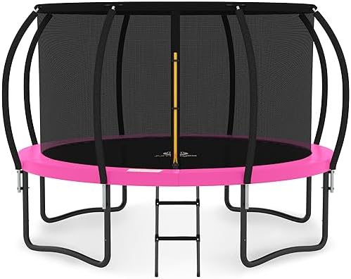 JUMPZYLLA Trampoline Outdoor 8FT 10FT 12FT 14FT 15FT 16FT with Enclosure and Ladder, ASTM Approved Recreational Trampoline for Kids and Adults, Anti-Rust Coated Frame