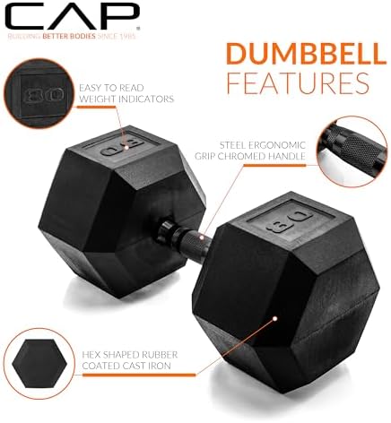 CAP Barbell Coated Hex Dumbbell Weight | Multiple Options