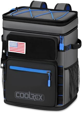 COOLREX Large Backpack Cooler 36 Can Cooler Backpack with 2 Insulated Compartments Leak Proof Waterproof Travel Backpack, Camping Beach Picnic Lunch Thermal Bag for Women and Men