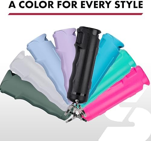 SABRE Pepper Spray with Fast Flip Top, Maximum Police Strength OC Spray, Key Ring for Easy Carry and Fast Access, Finger Grip for More Accurate and Faster Aim, 0.54 fl oz, Secure and Easy to Use