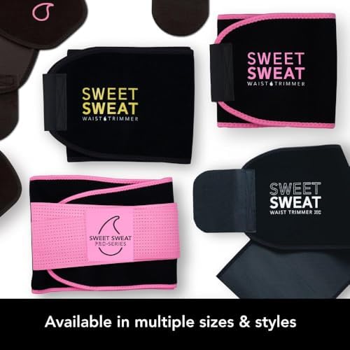 Sports Research® Sweet Sweat Waist Trimmer - Premium Sweat Enhancing Fitness Belt for Women & Men - 5 Adjustable Sizes - Yellow Logo