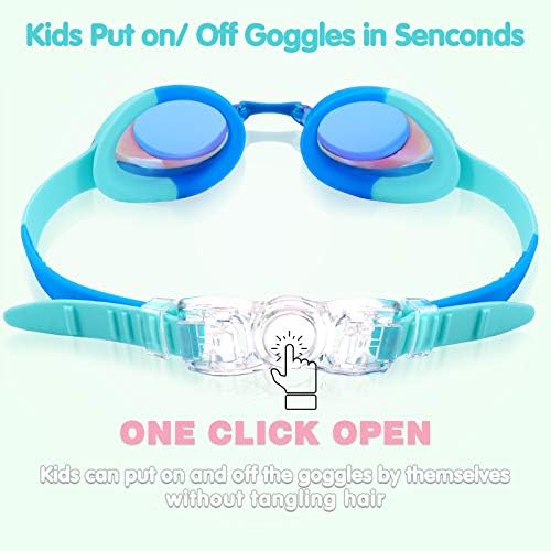 Keary Kids Swim Goggles for Toddler Kids Youth(3-12),Anti-Fog Waterproof Anti-UV Clear Vision Water Pool Goggles