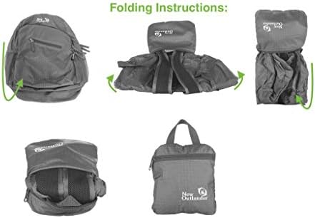 Outlander Packable Handy Lightweight Travel Hiking Backpack Daypack, Black