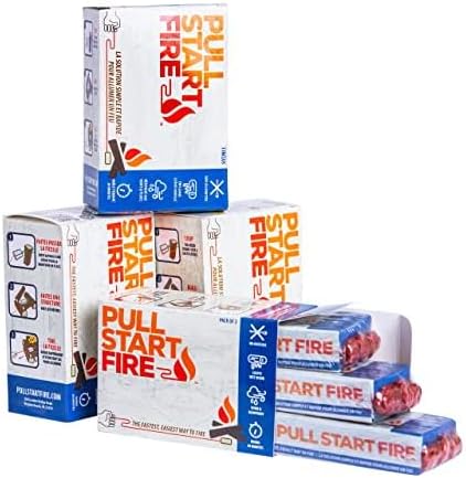 Pull Start Fire Pull String Firestarter | No Matches Required, Fire Starts in Seconds | for Campfires, Grill, Fireplace, BBQ | Lights Wet Wood, Easy to Use, Food Safe and Weather Resistant