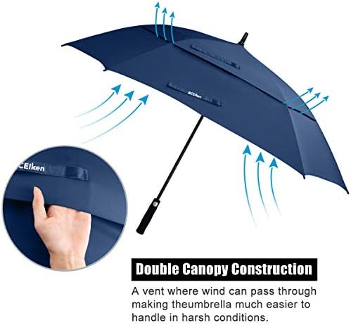 Golf Umbrella Large 58/62/68 Inch Automatic Open Golf Umbrella Extra Large Oversize Double Canopy Vented Umbrella Windproof Waterproof for Men and Women