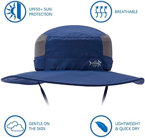 BASSDASH UPF 50+ Sun Fishing Hat Water Resistant with Detachable Neck Flap