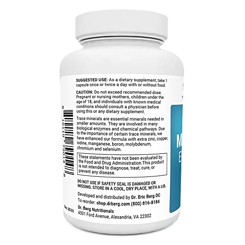 Dr. Berg Trace Minerals Enhanced Complex - Complete with 70+ Nutrient-Dense Health Minerals - Made w/Natural Ingredients - Dietary Supplements - 60 Capsules