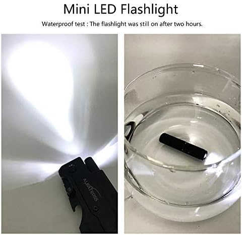 ALBATROSS 6-in-1 Modern Damascus Steel Folding Pocket Knives with LED Light,Seatbelt Cutter,Glass Breaker,Magnesium Fire Starter,Bottle Opener;Multi-Function Emergency Tool(Black-DA)