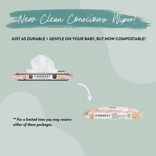 The Honest Company Clean Conscious Multi-Use Wipes | Hypoallergenic + Unscented for Sensitive Skin | Over 99% Water, Compostable, Plant Based, Baby Wipes | Rose Blossom, 288 Count