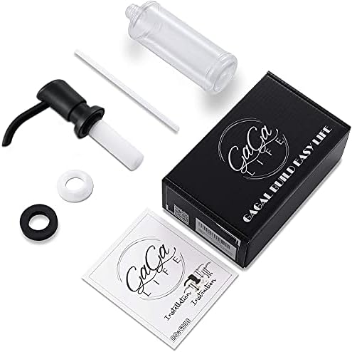 GAGALIFE Built in Sink Soap Dispenser or Lotion Dispenser for Kitchen Sink, Matte Black ABS Pump Head, with 17 Ounce PET Large Soap Bottle