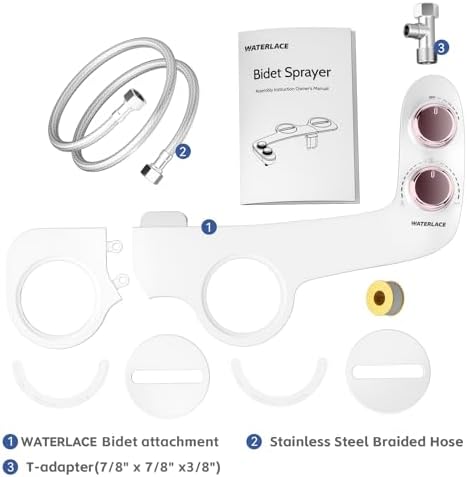 Bidet Attachment for Toilet, Self-Cleaning Dual Retractable Nozzles Bidet, Non-Electric Adjustable Water Pressure for Hygienic Rear & Feminine Wash, Easy Installation Ultra-Slim (Rose Gold)