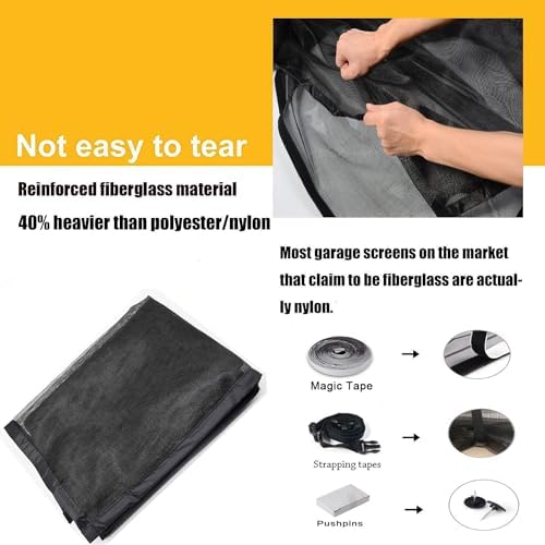 LIAMST Garage Door Screen 10 * 10FT,1 Car Garage Doors- Reinforced Fiberglass Door Screen,Stronger High Energy Magnets , Magnetic Screen Door