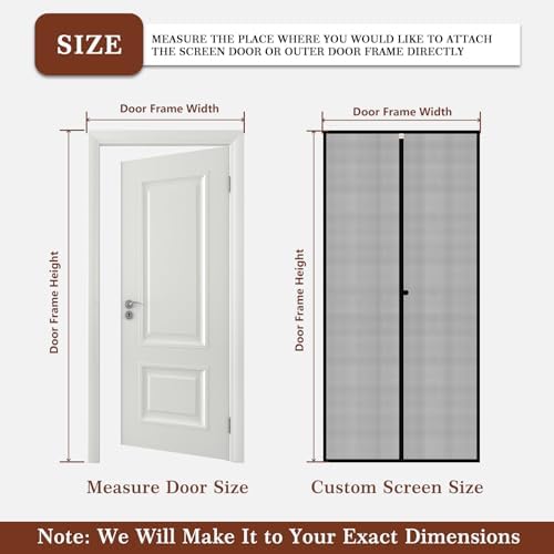 Yotache Custom Magnetic Screen Door, Upgraded Polyester Mesh Double Door Screen Curtain for Balcony, French, Sliding Glass Door