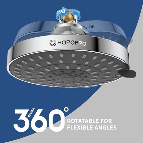 HOPOPRO 5-Mode High Pressure Shower Head - The Washington Post, NBC News, Today TV Show Recommended - High Flow Fixed Showerheads (6 Inch Chrome)
