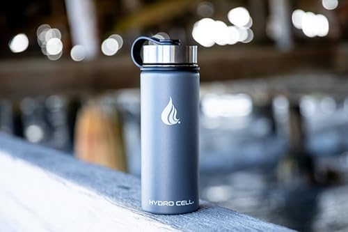 HYDRO CELL Stainless Steel Insulated Water Bottle with Straw - For Cold & Hot Drinks - Metal Vacuum Flask with Screw Cap and Modern Leakproof Sport Thermos for Adults (Graphite 18oz)