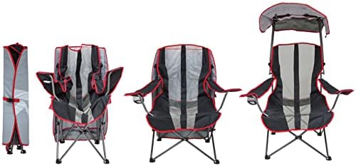 SwimWays Kelsyus Original Foldable Canopy Chair for Camping, Tailgates, and Outdoor Events, Grey/Red