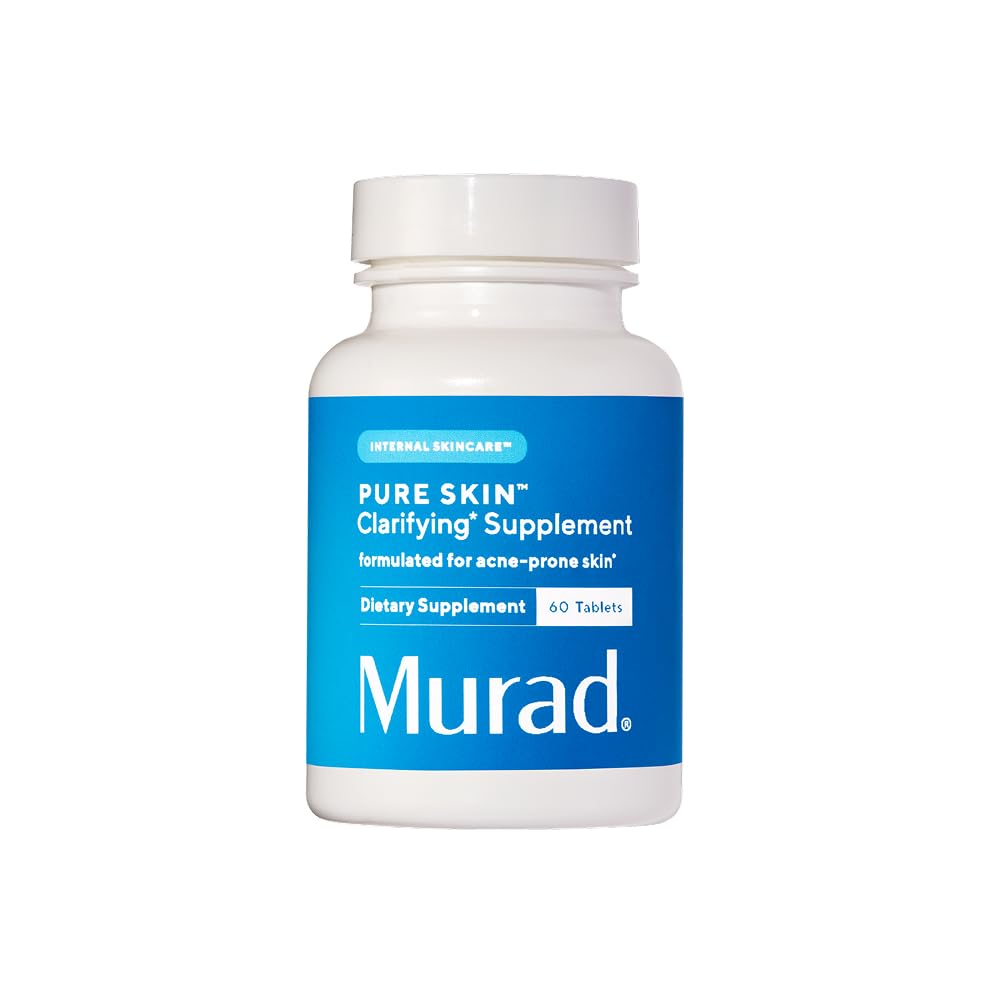 Murad Pure Skin Acne Supplements – 60 Tablets – Clear Skin Support with Blend of Vitamin A & B6, Zinc, Amino Acids, & Burdock Root – Promotes Healthy Skin, Oil Balance, Gut Health & Stress Relief