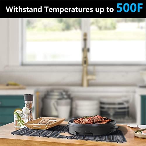 AWOKE Sink Protectors for Kitchen Sink, Kitchen Sink Protector Mat - 28.4"x15.2" Heat-Resistant Silicone Folding Non-Slip Mat for Stainless Steel Sink with Rear Drain (Grey)