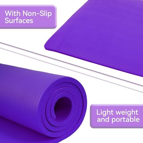 Yoga Mat, 1/2-Inch Extra Thick High Density Exercise Mat, Anti-Tear Exercise Yoga Mat with Carrying Strap, Suitable for Various Yoga Exercises