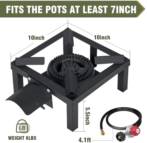 BESTFIRE Propane Burner,100,000 BTUs High Pressure Single Propane Stove with 4.1ft 0-20Psi Adjustable Hose with Regulator,Gas Stove for Outdoor Cooking, Turkey Fry, Seafood Boil